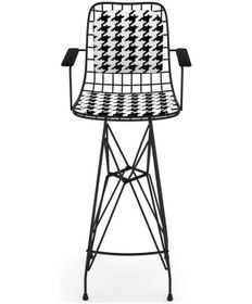 Resim Knsz kafes tel bar sandalyesi 1 li zengin syhkono kolçaklı sırt minderli 75 cm oturma yüksekliği ofis cafe bahçe mutfak 