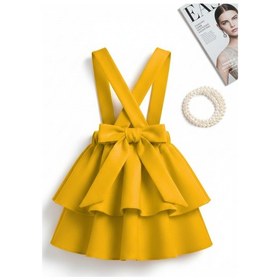 Resim Kız Çocuk Helen Sarı Askılı Kat Kat Bağlama Jile Elbise 