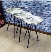 Resim Falez Mobilya Aksesuar Gümüş Efes Siyah Metal Ayak Zigon Sehpa 3'lü 