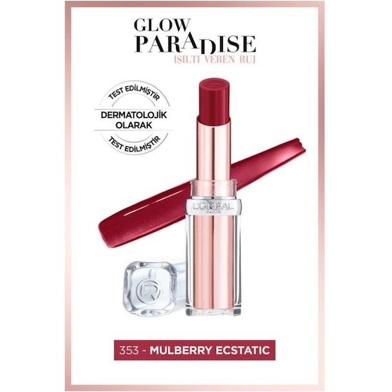 L'Oréal Paris L'Oréal Paris Işıltı Veren Ruj 353 Ecstatic Glow Paradise Balm--Lipstick Nar Özlü Formül Fiyatı ve Özelliklerı - Badem