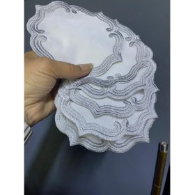 Resim 6 Lı Kahve Sunum Peçetesi Gümüş 