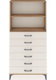 Resim Arges Dolap 2 Raflı 6 Çekmeceli 88x30x182 Çam-aytaşı Atlas Çam 