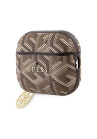 Resim Apple Uyumlu AirPods Pro 2 Kılıf Guess Lisanslı G Cube Desenli 4g Süs Zincirli Kahverengi 