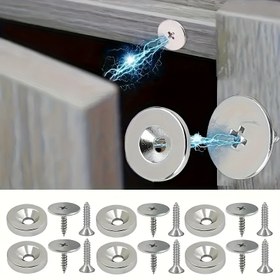 Resim 18 adet (6 Set) Manyetik Dolap Kapısı Tutucu, Yuvarlak Metal Gizli Manyetik Kapı Kilidi ile Vida, Mobilya Donanım Aksesuarları, Manyetik Kapı Tutucu, Magnetik Kapı Tutucu, Magnetik Kapı Tutucu 