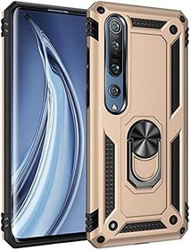 Resim Aksesuarcim Xiaomi Mi Note 10 Lite ile Uyumlu Kılıf Silikon Yüzük Standlı Araç Tutucu için Mıknatıslı Darbe Karşı Dayanıklı Koruma Tank İnce Kap Vega Altın 