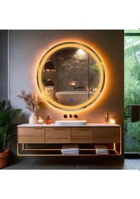 Resim Aura Amber Led'li Kumlamalı Lavabo & Banyo Aynası Dokunmatik Sensörlü 80 X 80 