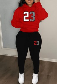 Resim classy moda 23 Numaralı Baskı Kadın Eşofman Takımı Kapüşonlu Sweatshirt ve Jogger Pantolon 