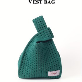 Resim 1 adet Kadın Hafif Örgü Yelek Çantası - Nefes Alabilir Açık Üst Katlanabilir Tasarım, Dayanıklı Polyester, Düz Renk (Zümrüt Yeşili / Bej / Mor / Kırmızı / Mavi / Siyah) Günlük İşe Gidiş Gelişi, Seyahat, Okul, Kamp için - Tüm Sezonlar İçin Rahat Aksesuar 