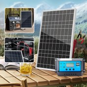 Resim 1 adet Polikristal Silikon Güneş Paneli Kiti, 60A/80A/100A Kontrolör ile, Taşınabilir Güç Kaynağı için Çıkış 12V-18V-24V DC Arayüzü, Kamp, Yürüyüş, Araba, Tekne, Cep Telefonları, Sokak Lambaları, Evcil Hayvan Yatakları vb. 