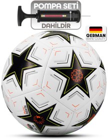 Resim Telvesse Profesyonel Futbol Topu 2025 Şampiyonlar Ligi Pompalı Sert Zemin Halı Saha Futbol Topu No:5 Siyah 