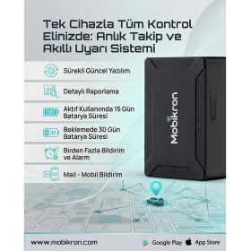 Resim Mobikron MK-500 Mıknatıslı Araç Takip Cihazı 2026 - 24 Ay Hatlı Şarjlı Kablosuz Gps - Gerçek Zamanlı 