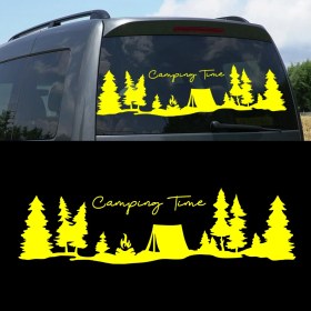 Resim Melek Pazarı Kamp Zamanı, Camping Time Orman Manzara Karavan Sticker, Kamp STICKER-S1755 