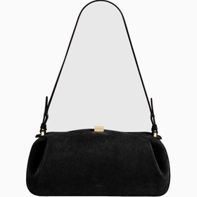 Resim Oyster Süet Lüks İtalyan Clutch ve Omuz Çantası, Gold Detaylı Tasarım - Çikolata 