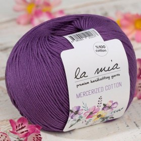 Resim La Mia Mercerized Cotton Koyu Mor El Örgü İpi - 59 - 33593 