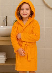 Resim CottonVerse Genç & Çocuk Kapşonlu Bornoz – %100 Pamuk, Unisex Oranj - Oranj / 11-12 Yaş 