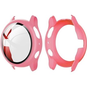 Resim Samsung Galaxy Uyumlu Watch Active 2 44mm Kılıf - Tam Koruma, İnce Tasarım, Cam Ekran Koruyucu + Islak/kuru Mendil - Pembe 