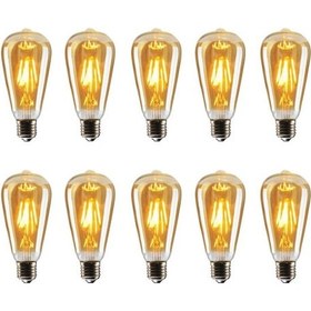 Resim 10 Lu Edison St64 Flamanlı Rustik l 4w Led Ampul 10'lu Dekoratif 