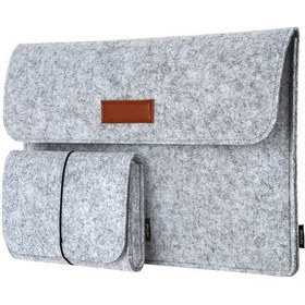 Resim Hombey 13.3 İnç Gri Felt Dikişli Bilgisayar Kılıfı - Çok Bölmeli Koruyucu, Fare Ve Şarj Cihazı İçin Ek Çanta, Macbook Uyumlu 
