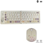 Resim Üç Bluetooth Kablosuz Katlanır Klavye 67 Tuşlar Windows/İos Uyumlu/android İçin Milk Tea Set Spanish Layout 
