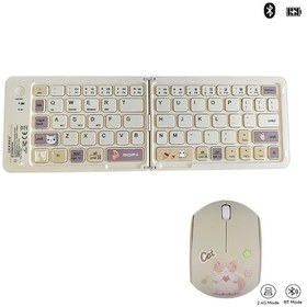 Resim Üç Bluetooth Kablosuz Katlanır Klavye 67 Tuşlar Windows/İos Uyumlu/android İçin Milk Tea Set Spanish Layout 