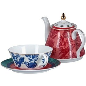 Resim Lucky Art Palmera Bone Çaydanlik Seti Kırmızı 