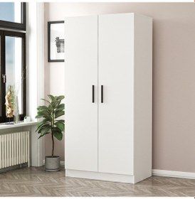 Resim Minar Kale 2 Kapaklı Zincir Dolap - Gardrop - Beyaz 190cm 