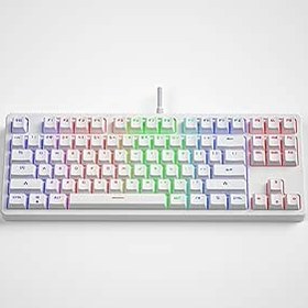 Resim Valkyrie Leaven K870 Blue Switch Mekanik Gaming Oyun Klavyesi RGB 61 Key Mavi Tuş Type-C Klavye BEYAZ 