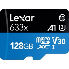 Resim Lexar High Performance 633X 128GB MicroSDXC Class 10 UHS-I Hafıza Kartı + Adaptör 