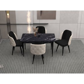 Resim EMS MOBİLYA Deksaa 80x130 Açılabilir Suntalam Mutfak Masası Takımı 4 Adet Sandalye 1. Sınıf Babyface Kumaş 
