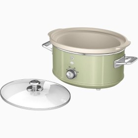 Resim Retro 3,5L Yavaş Pişirici, Seramik Yapışmaz Kap, 3 Sıcaklık Ayarı, 200 W, Vintage Tasarım - Bej 