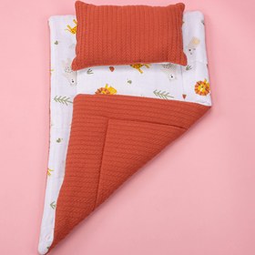 Resim Alt Açma Matı ve Yastık - Çift Taraflı - Kiremit Örgü - Aslan 