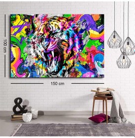 Resim Es10 Özel Dekoratif Baskı İllüstrasyon Kaplan Pop Art Kanvas Tablo (90 x 60) 
