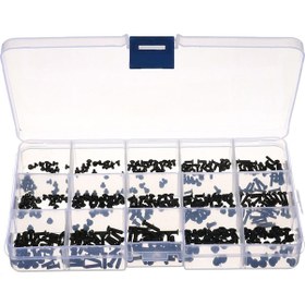 Resim Gajeena 15 Farklı Boyutta 300 Adet Siyah Km Vidalı Pratik Taşıma Kutusu, Ev Ve İş Yeri İçin Çok Amaçlı Vida Seti 