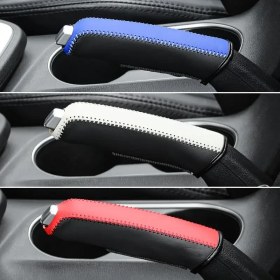 Resim 1 adet Araba El Freni Kapakları PU Deri Kılıf El Freni Tutacakları Kapak Otomatik El Freni Vites Değiştirme ve El Freni Kılıfı 
