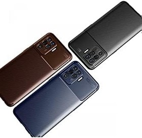 Resim Nevarium Oppo Reno 5 Lite Uyumlu Kılıf Karbon Dokulu Silikon - Lacivert 