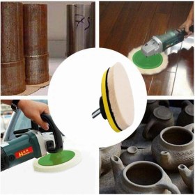 Resim Yıldız Cila Tüm Metaller Için Parlatma Polisaj Pastası Balmumu Macunu 115MM Cırt Yün Keçe Seti 