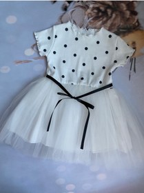 Resim Mini Kids Baby Kız Çocuk/bebek Beyaz Puantiyeli Özel Gün Doğum Günü Tütü Elbisesi 