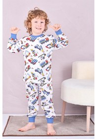 Resim Erkek Çocuk/bebek %100 Pamuk Pijama Takımı 1850-lacivert Lacivert 