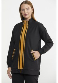 Resim Sementa Fermuarlı Dik Yaka Tunik Eşofman Takım - Siyah 001 