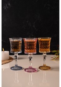 Resim Mest 6 Adet 3 Renk Ayaklı Kahve Yanı Su Bardağı Seti - 140 Cc Bal Renk, Pembe, Mavi 3 Renk 