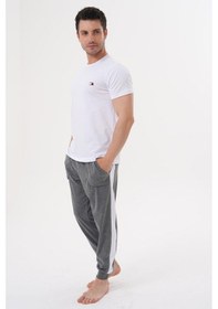 Resim Mecit 4000 Beyaz Füme Erkek Büyük Beden Pijama Takımı Füme 