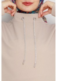 Resim Sevitli Dik Yaka Tunik-bej-4456 Bej 