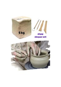 Resim 5 Kg Seramik Hamuru Seti, Kil Çamuru Ebeşuar, Oyun Hamuru Seti, Havayla Kuruyan Kil Çamur Seramik 