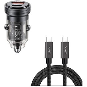 Resim Transparent 45w Pd/qc Mini Araç Şarj Cihazı Ve 2 Metre Hızlı Şarj Ve Data Kablosu L35 - Tct-02 