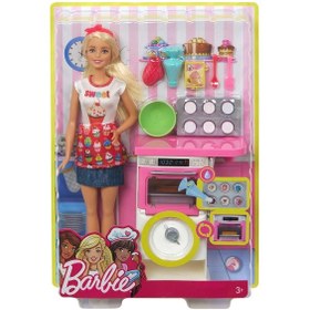 Resim Barbie Mutfakta Pasta Şefi Bebek ve Fırın Oyun Seti Fhp57 
