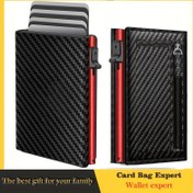 Resim Erkek RFID Engelleme Kredi Kartı Tutucu, Unisex Seyahat Cüzdanı Otomatik-Pop Kart Yuvaları ve Nakit Bölümü ve Metal Fermuar Cebi - Kontrast Alüminyum Kasa, Tek Dokunuş Erişimi, 10-15 Kart Tutabilir, 50+ Fatura Depolama Alanı, Kimlik Penceresi - Erkekler için İdeal Hediye - İş ve Günlük Kullanım, Premium Unisex Tri-Kat Cüzdan, Sert Kart Katmanı Tasarımı, Ultra-İnce Manyetik Kapatma, Çoklu Renkler Mevcut, Erkekler için Cüzdan Yüksek Kalite, Erkekler için Cüzdan, Erkekler için Kart Tutucu, Pop Up 