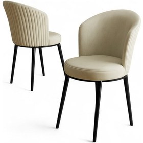 Resim Canisa Risa Serisi 1 Adet Krem Mutfak Sandalyesi Siyah Metal Ayak 1.sınıf Babyface Kumaş Krem Sandalye Siyah Ayak 