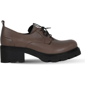 Resim Bueno Shoes Gri Deri Kadın Dolgu Topuklu Ayakkabı 01WD2304 01WD2304 