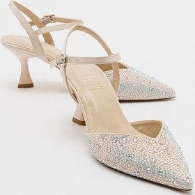 Resim Luvishoes Vilka Ekru Saten Taşlı Kadın Sivri Burun İnce Topuklu Abiye Ayakkabı 