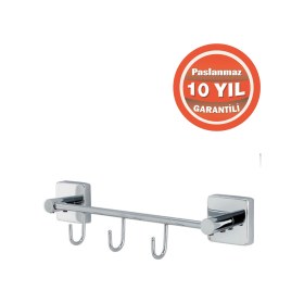 Resim Çelik Banyo Paslanmaz Pirinç Vizyon 3^lü Set Askılık Havlu Askısı Krom 
